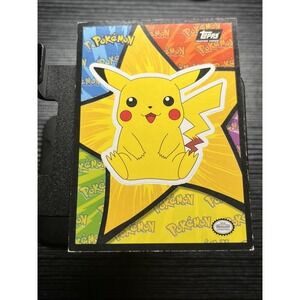 1999 Topps Sticker Pokemon Pikachu sitting puzzle piece blue logo vintage tcg